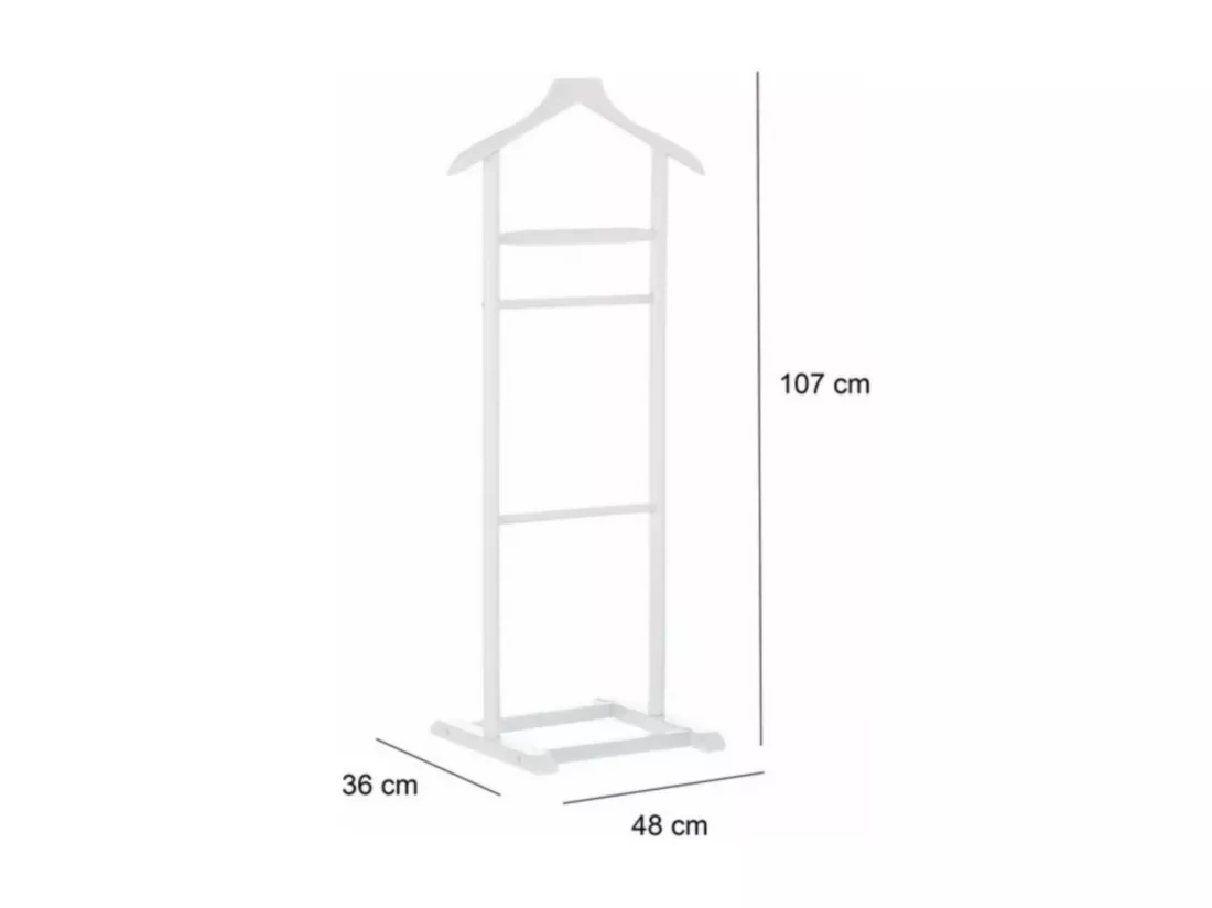 Valet de nuit en bois blanc - Longueur 48cm - Profondeur 36cm - Hauteur 107cm