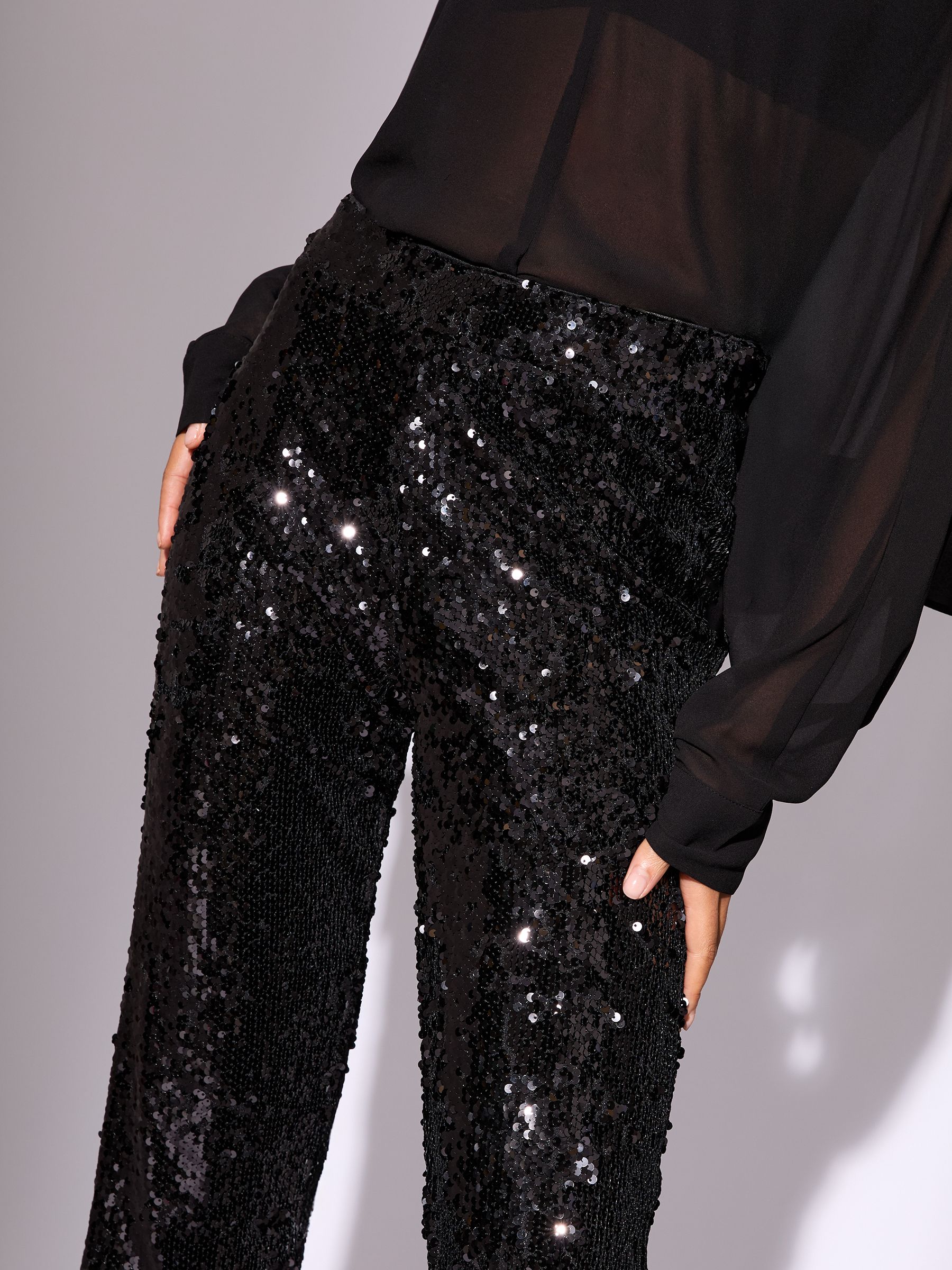 Zwart - Lipsy - Broek met lovertjes