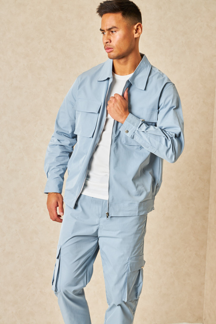 Ensemble bleu clair veste + pantalon cargo