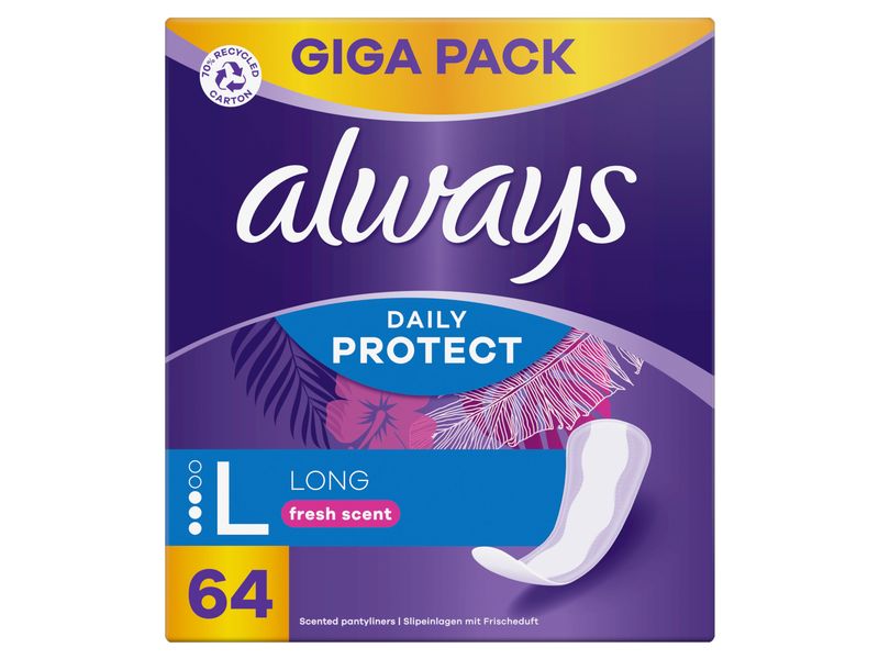 Always Slipeinlage Daily Protect Long mit Frischeduft 64 St Hochwertige Einlagen mit saugfähigem Kern