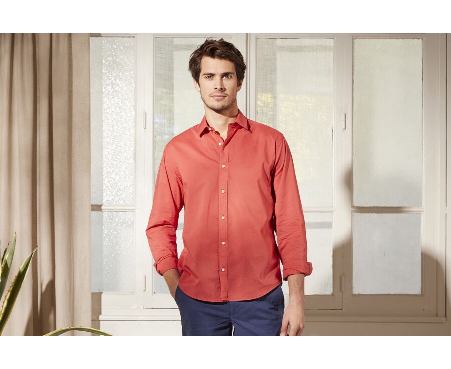 Chemise coton lin rouge vintage - SILBERT