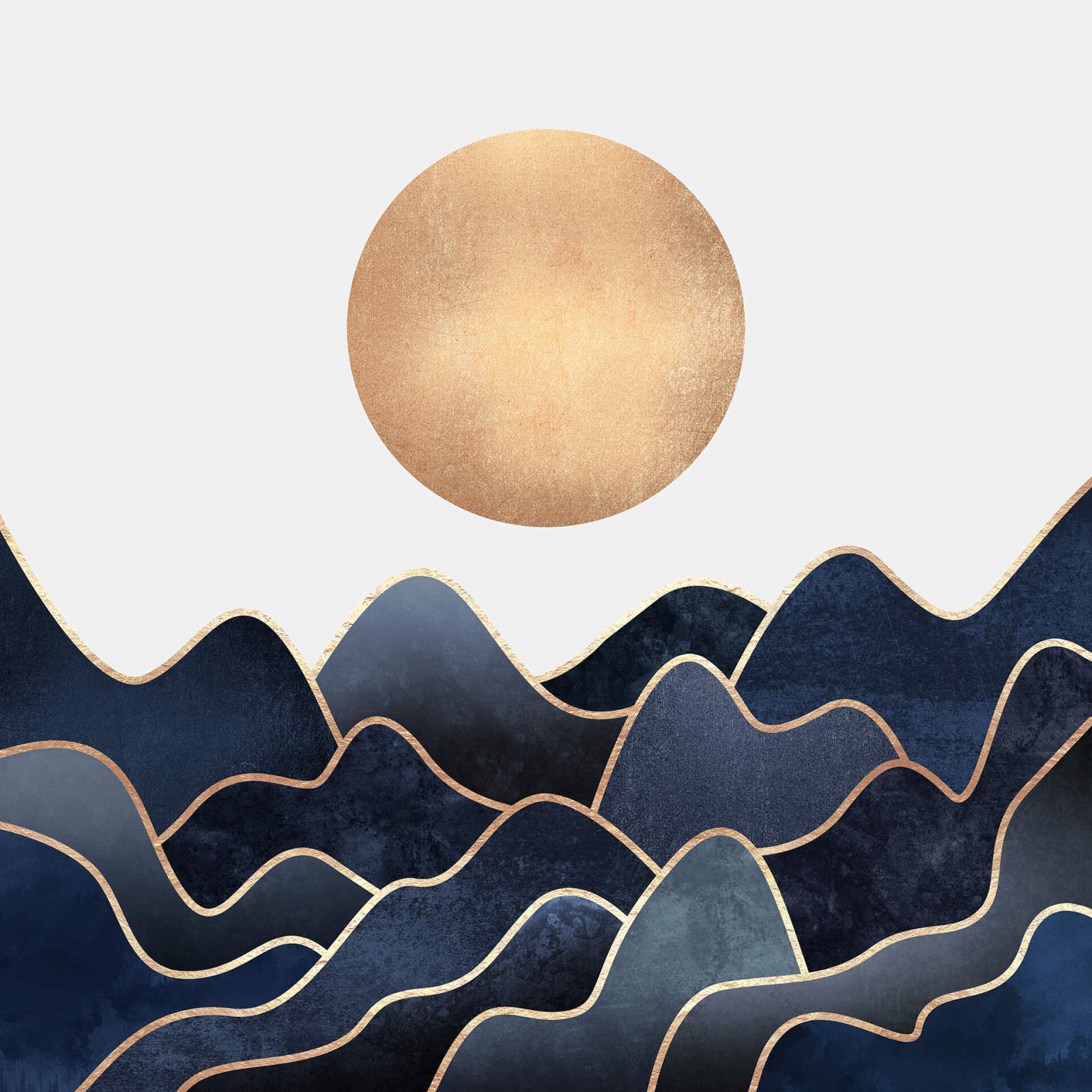 Leinwandbild WELLEN - gelb-blau - 50x50 cm