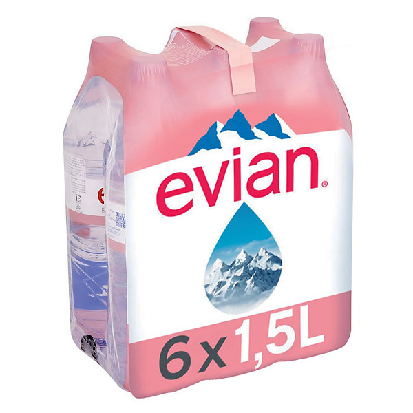 Eau plate Evian, lot de 6 bouteilles de 1,5 L