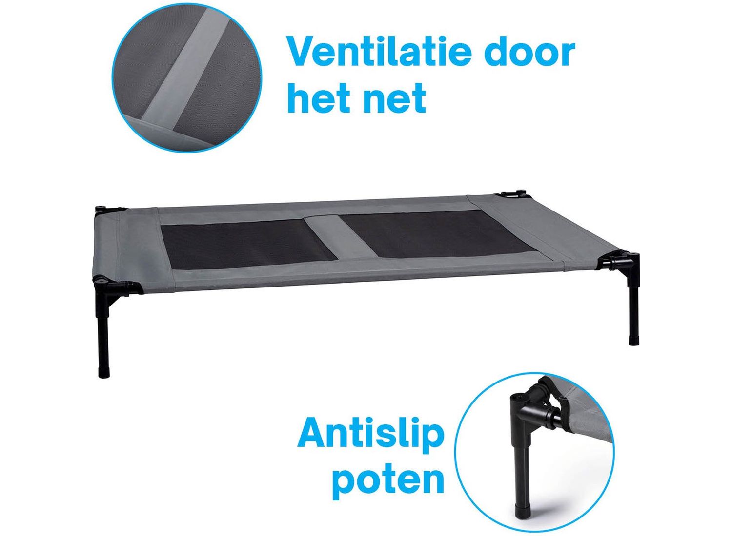 Maxxpro 106 x 76 x 17 cm hondenbed op pootjes - Black