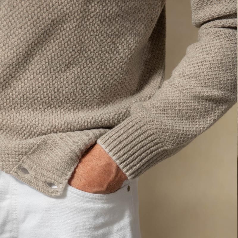 Double White - Effen Cardigan met Opstaande Kraag en Knoopjes