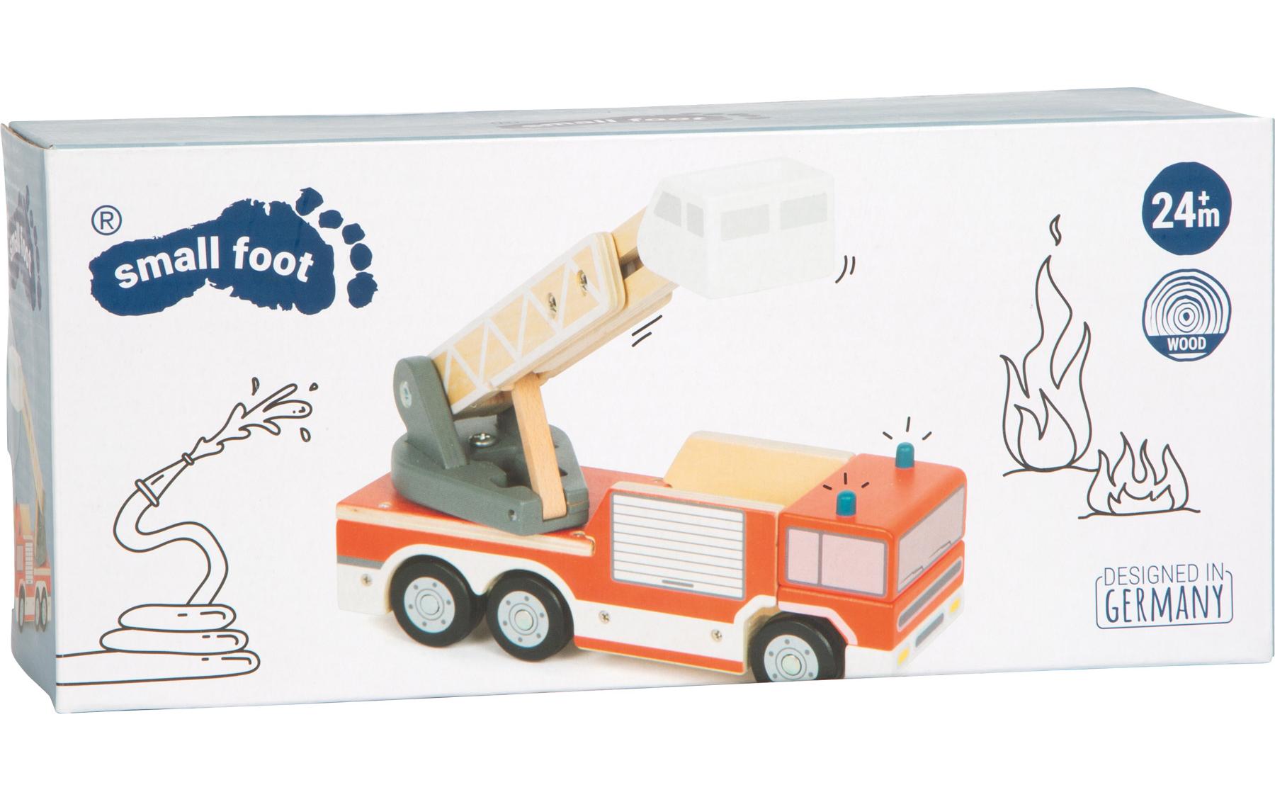 Feuerwehr mit DrehleiterHolz-Feuerwehrauto für Kinder mit ausziehbarer Leiter