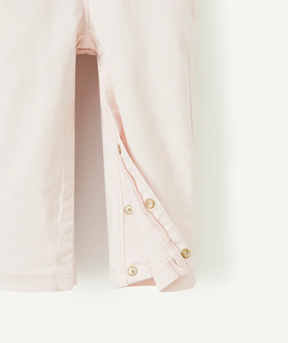 SALOPETTE BÉBÉ FILLE EN FIBRES RECYCLÉES ROSE AVEC DÉTAILS VOLANTÉS