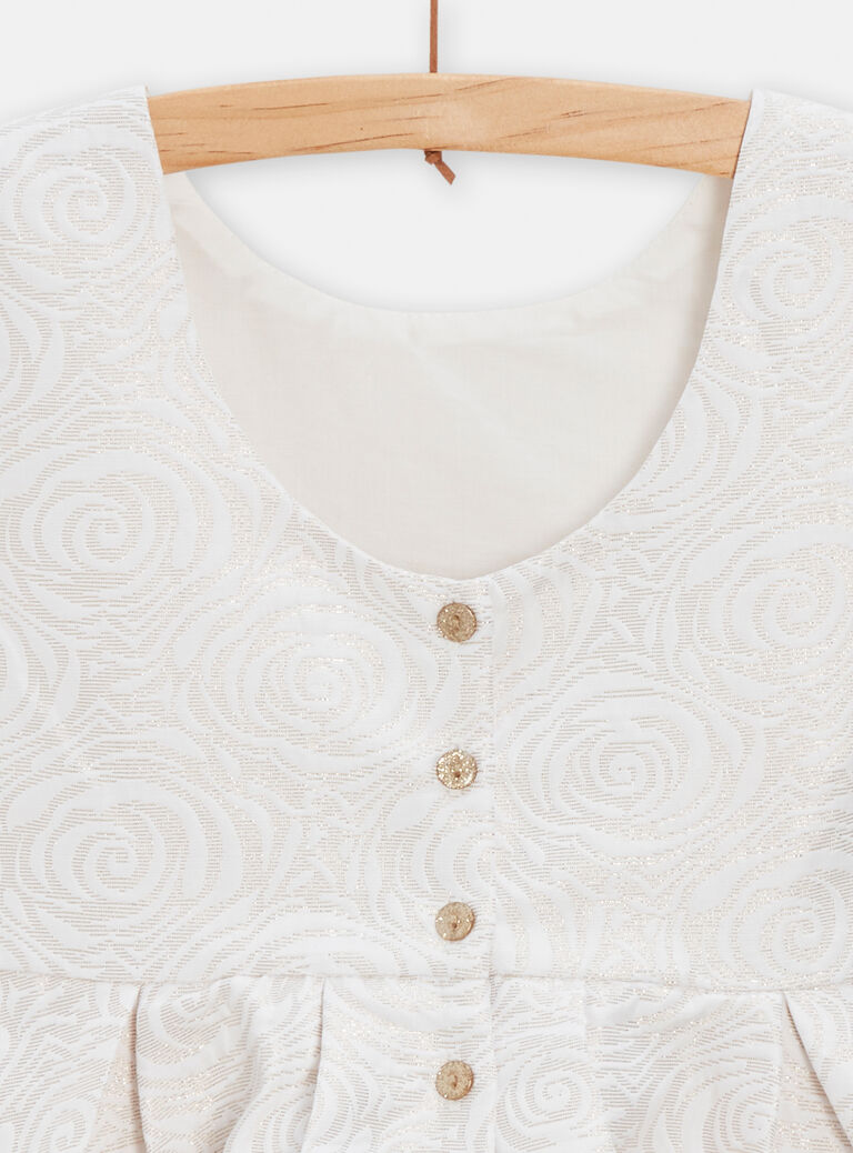 Robe motif fleurs en relief écru pour fille