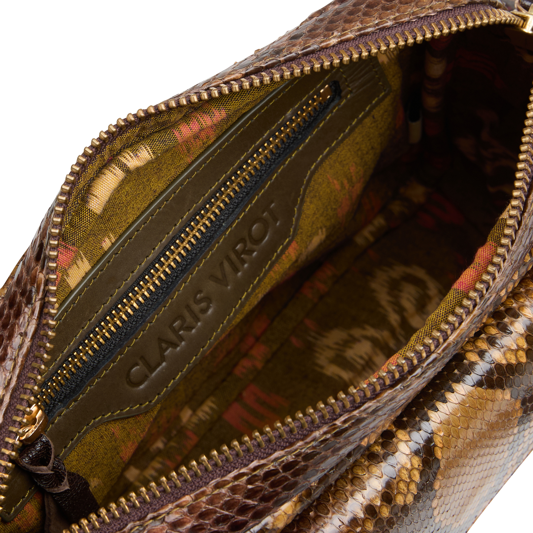 BIG CHARLY - Sac porté croisé en cuir python | Marron
