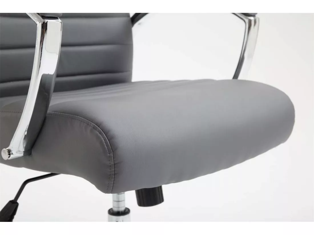 Chaise de bureau - Similicuir & Métal chromé - Gris - Valais