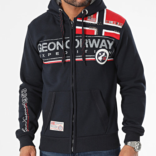 Sweat Zippé Capuche Bleu Marine