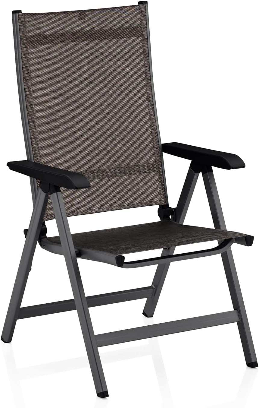 KETTLER Multipositionssessel Base | Gestell Aluminium anthrazit | wetterbeständiges Outdoorgewebe Bronze