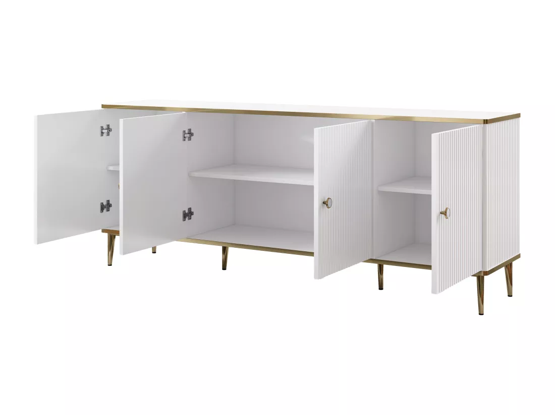 Buffet avec 4 portes en MDF et acier - Blanc et doré - SINEAD de Pascal MORABITO
