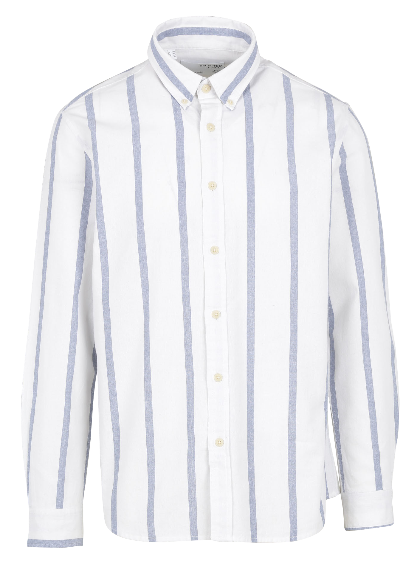REGHJALTE - Chemise col américain regular-fit rayée en coton mélangé| Bleu