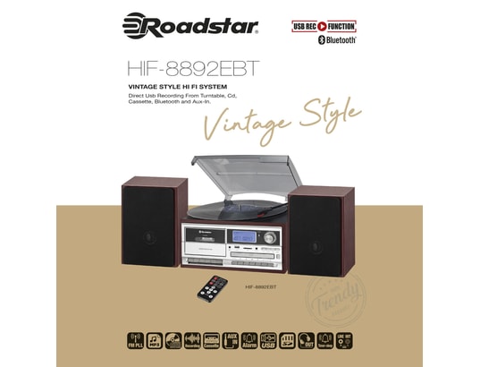 ROADSTAR - Ampli hifi stéréo Hif-8892ebt platine vinyle vintage radio digital pll, lecteu...