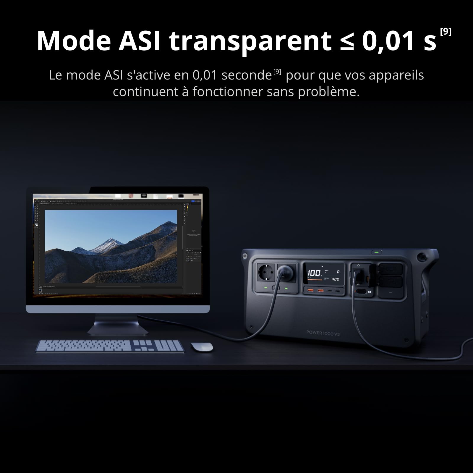 DJI Power 1000 V2, station électrique portable 1 024 Wh (Batterie LFP), sortie stable de 2 600 W, recharge de 0–80% en 37 Min, générateur électrique p