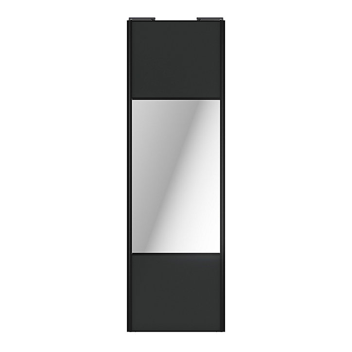 Porte de placard coulissante avec miroir anthracite profil noir GoodHome Arius H. 248,5 x L. 77.2 cm + amortisseurs