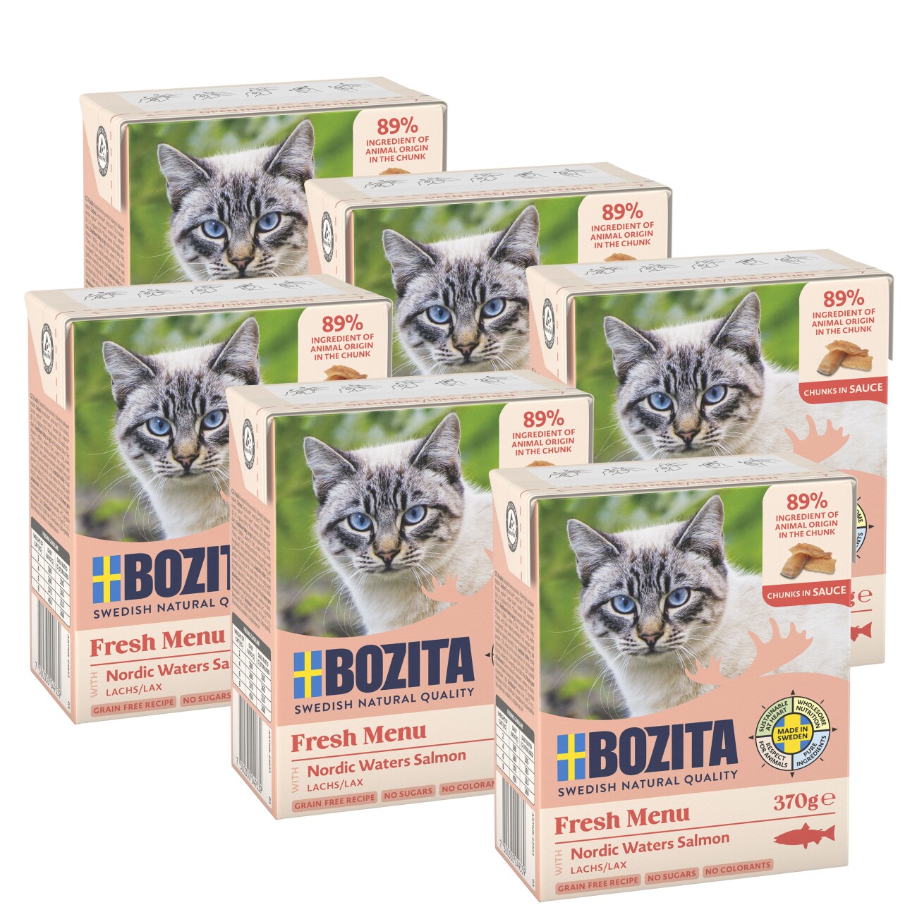 BOZITA Häppchen in Soße 6x370g Lachs
