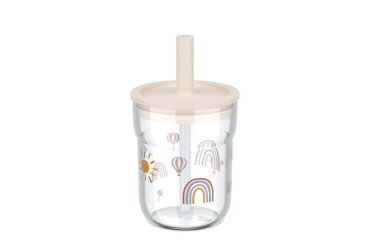 Kinderglas Mepal Mio 250 ml met rietje - Sunshine & Rainbow