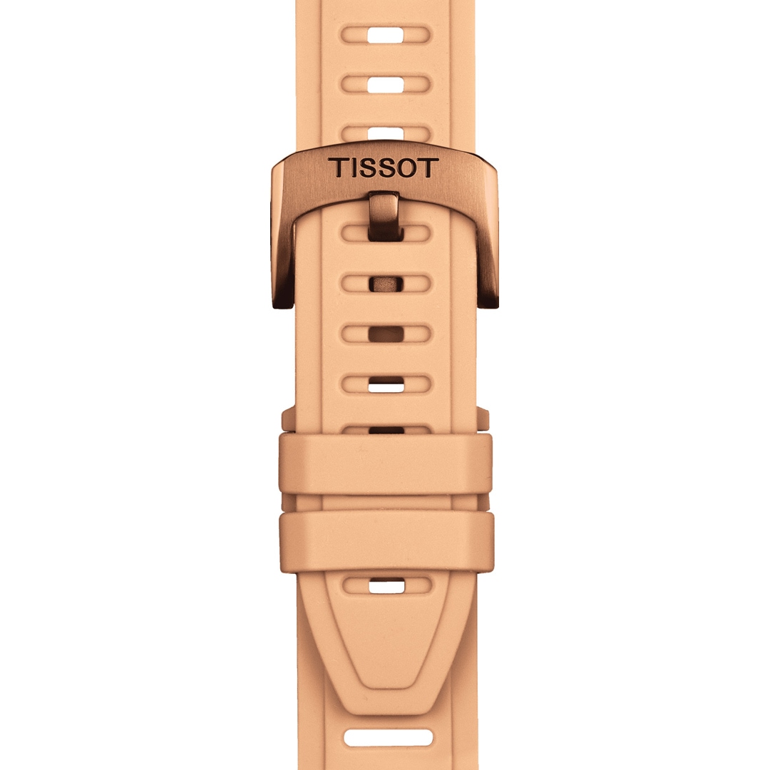 Tissot T-Touch Connect Sport Smartwatch Titan PVD Rosé mit beigem Silikonarmband