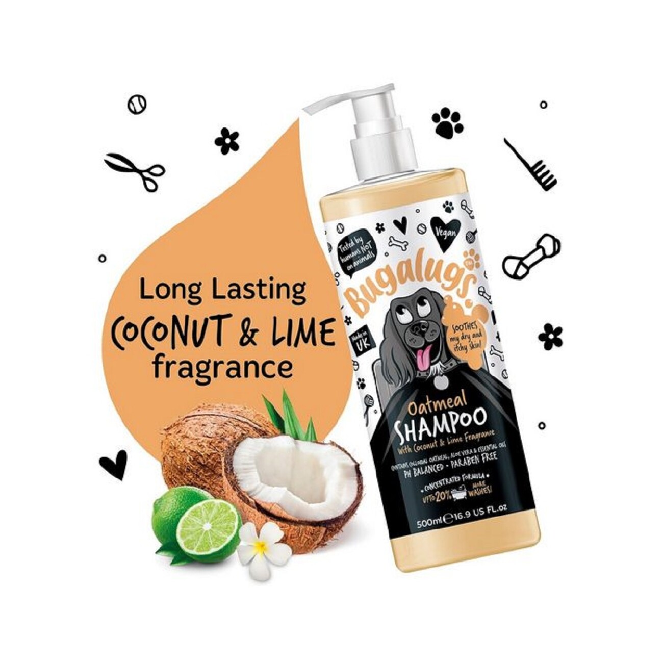 Bugalugs Oatmeal – Beruhigendes Hundeshampoo mit Haferextrakt für sensible Haut