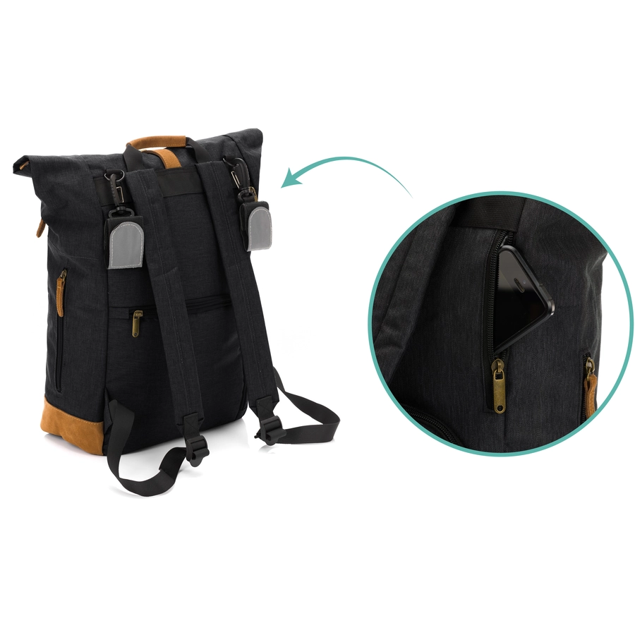 fillikid Wickelrucksack Rolltop Berlin Schwarz Melange