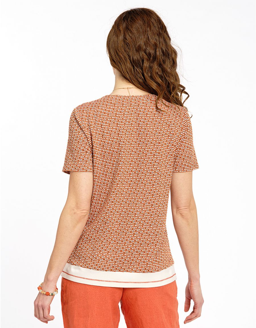 T-shirt orange imprimé