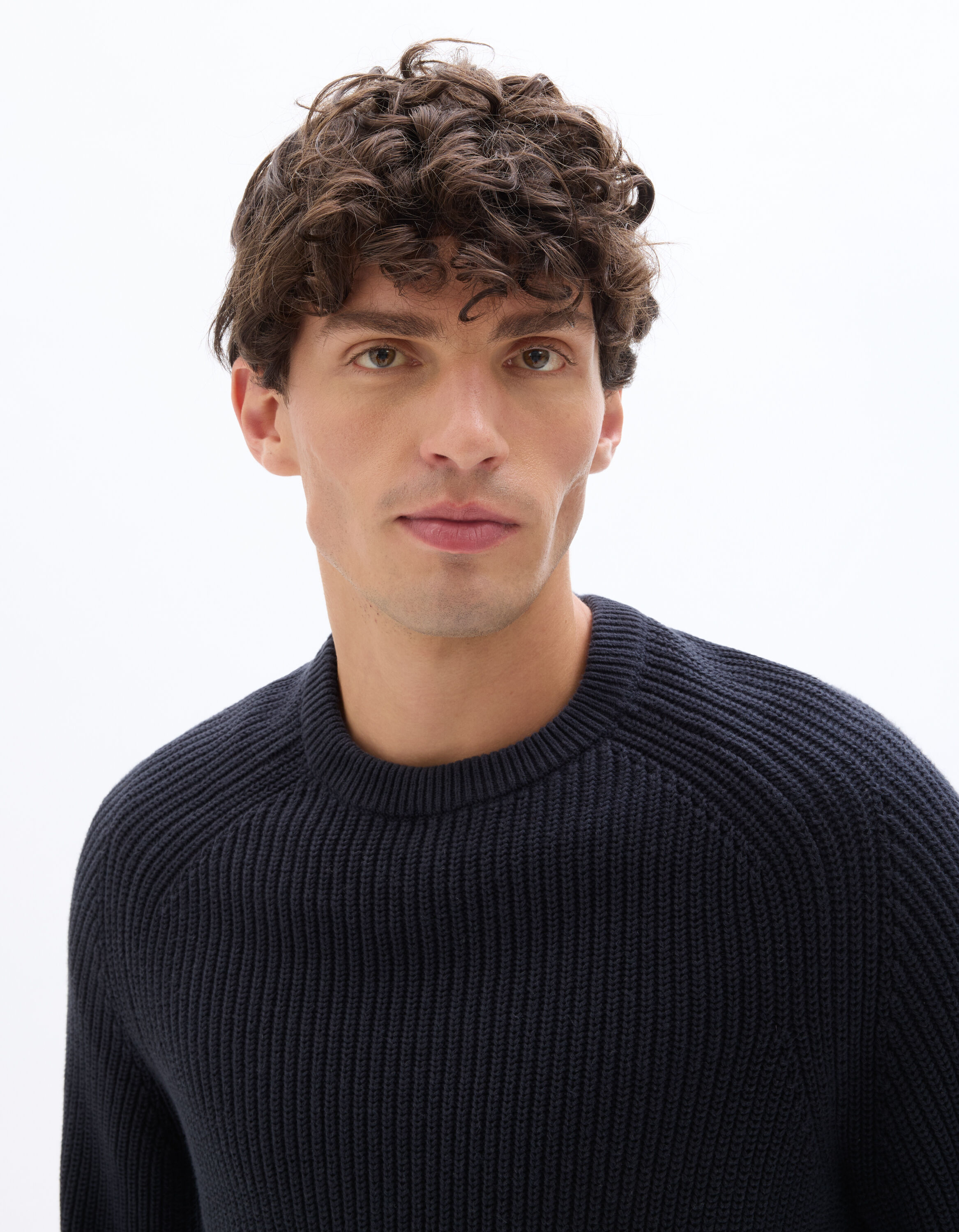 Pull col rond 100% coton - encre
