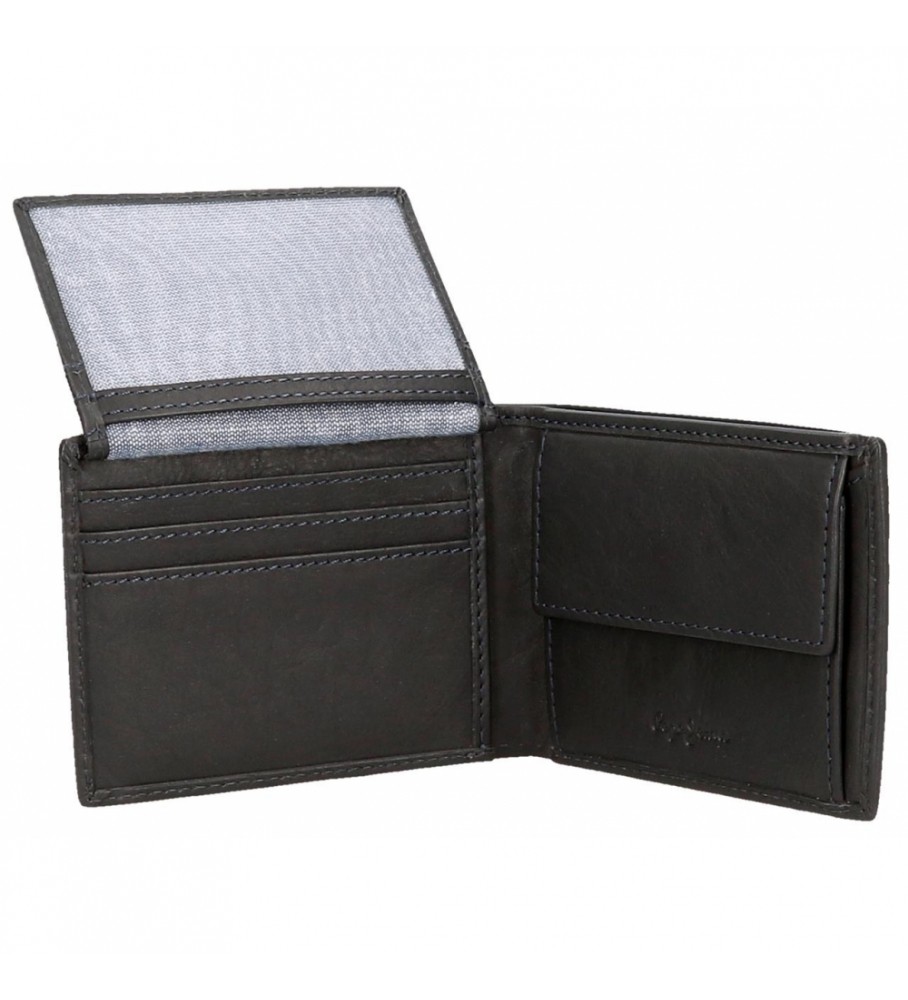 Carteira de couro marrom com emblema da Pepe Jeans - 11x8x1cm -