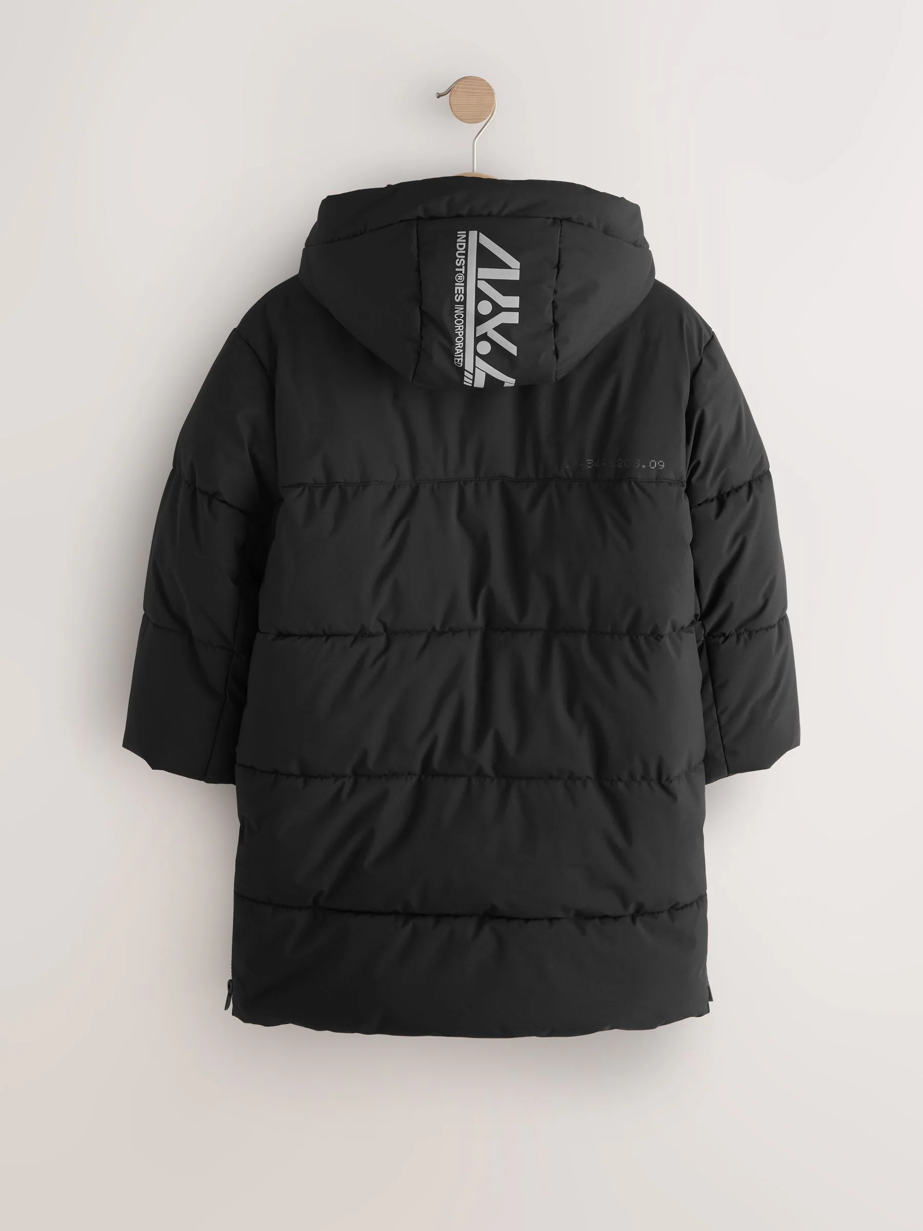 Zwart - Longline Shower Resistant Padded Coat (3-17yrs)