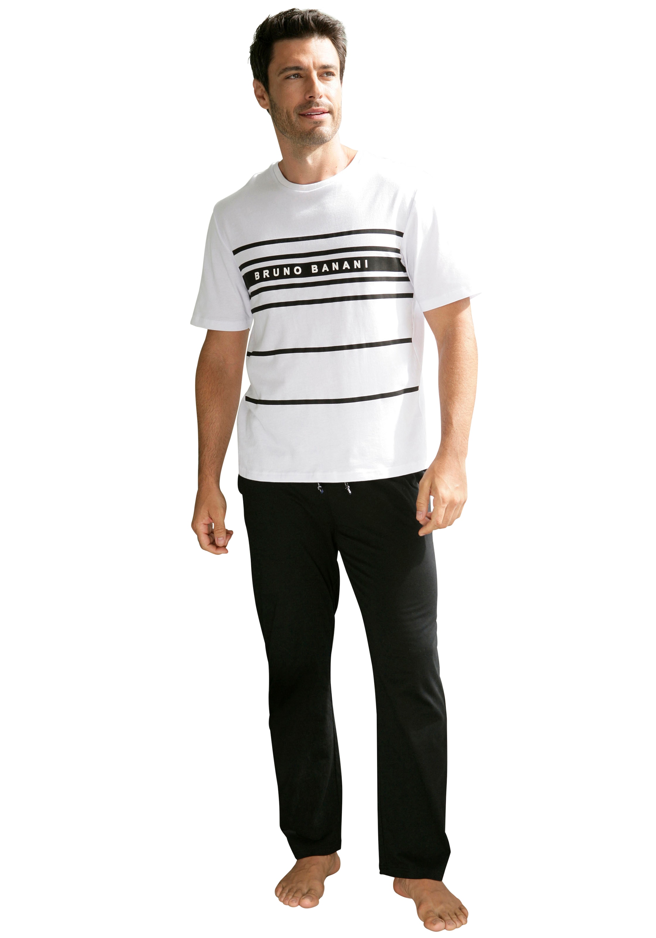 Bruno Banani Pyjama, 3 Stk. Shirt mit Shorts und langer Hose