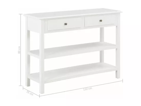 Console 2 tiroirs bois blanc Shak