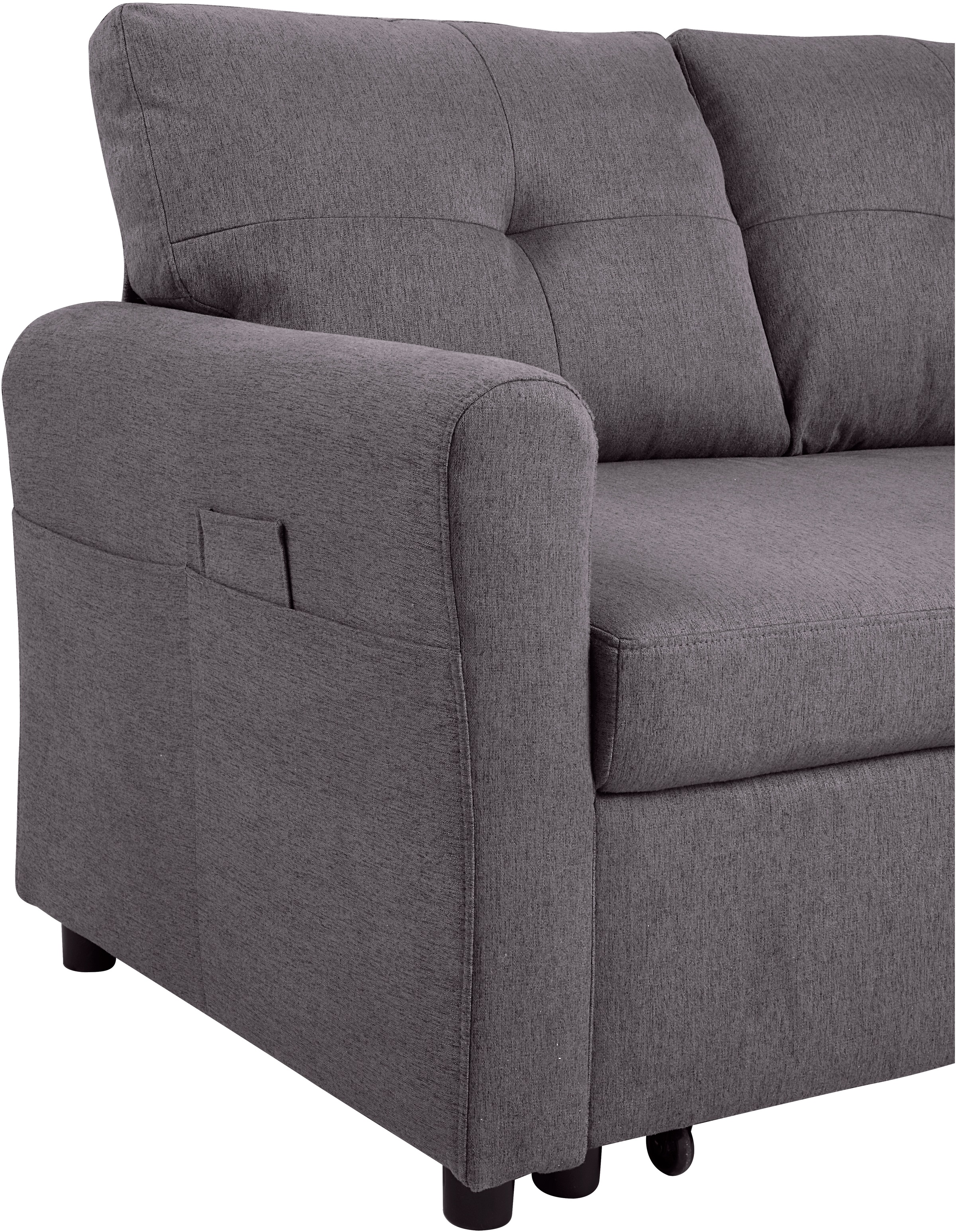 ATLANTIC home collection Schlafsofa »Gustavo L-Form, B: 199 cm« mit Bettfunktion, Bettkasten & seitlichen Taschen