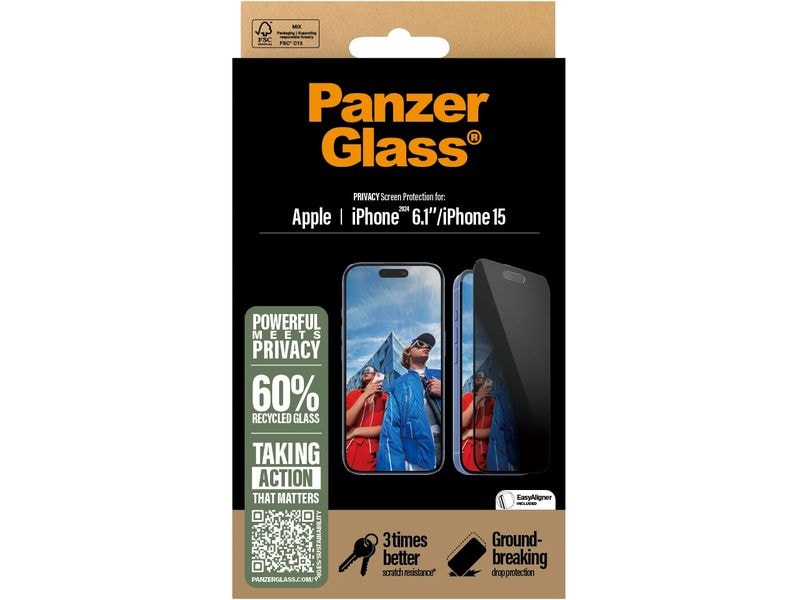 Panzerglass Displayschutz Ultra Wide Fit Privacy iPhone 15/ Privacy-Display-Schutzfolie für das Apple iPhone 15/iPhone 16