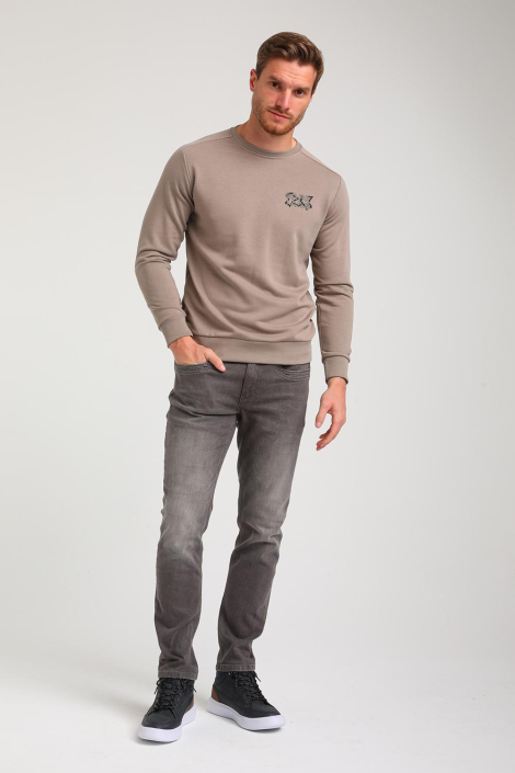 Gabbiano taupe heren sweater