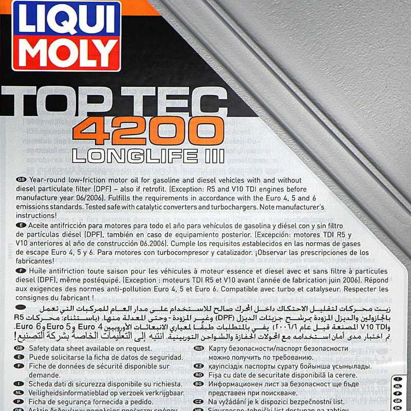 Liqui Moly - Top Tec 4200 - Motorolie - 5W30 - 5L - Lage Wrijving