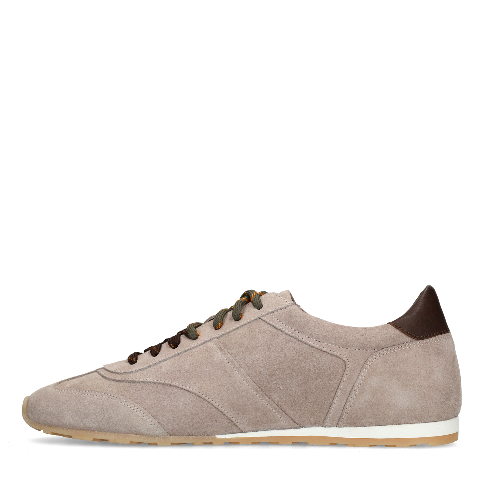 Grijze suède sneakers met dubbele veters