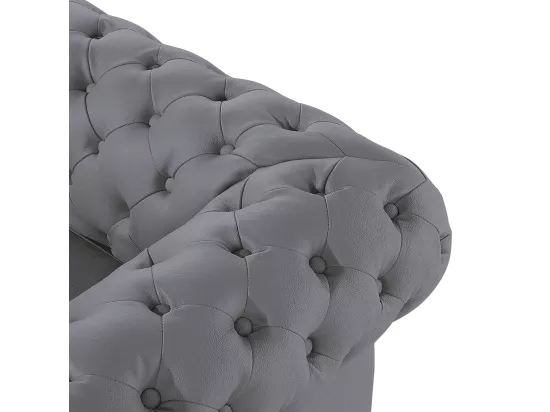Canapé en cuir gris CHESTERFIELD