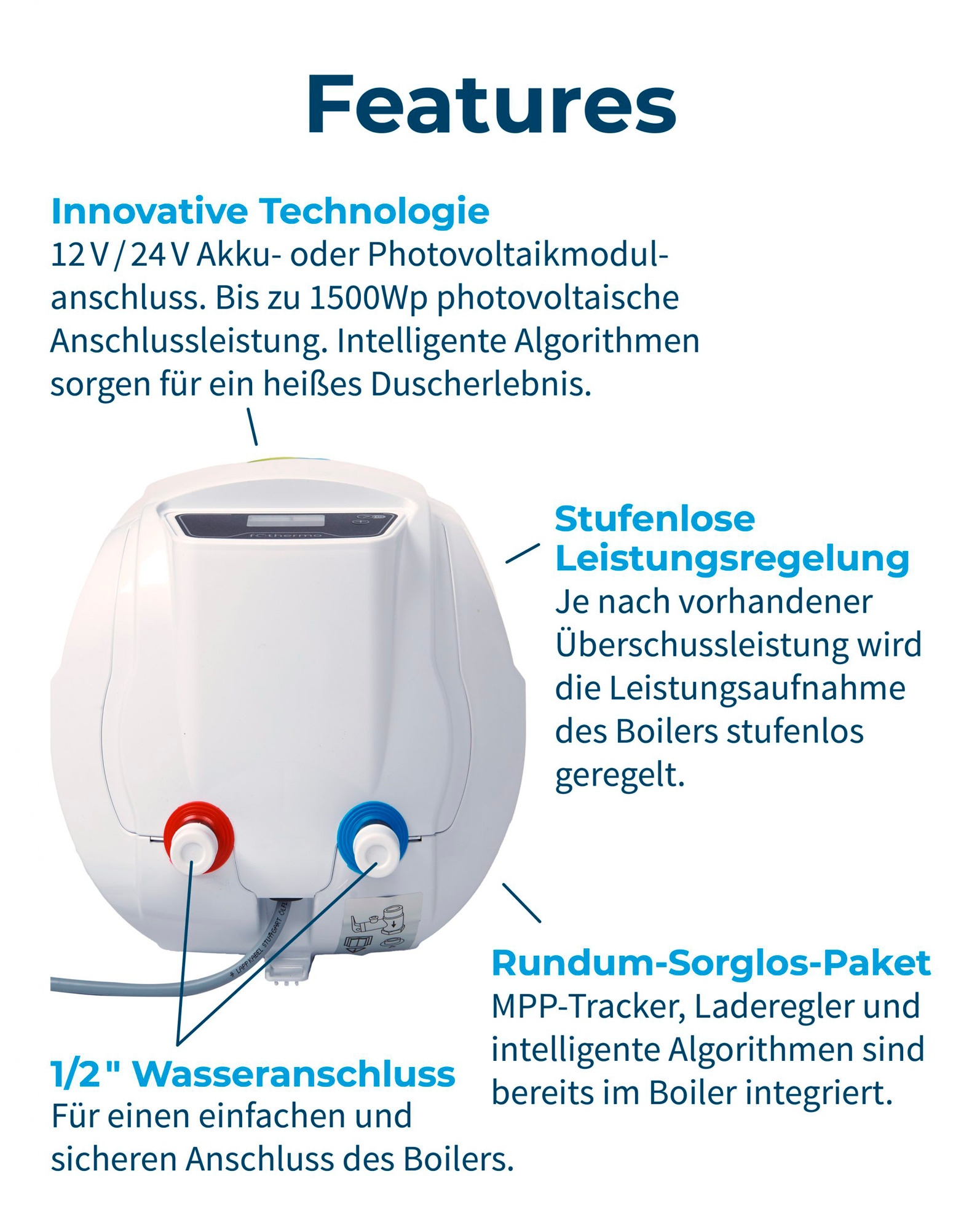 Fothermo Photovoltaischer Caravan Boiler 10 Liter