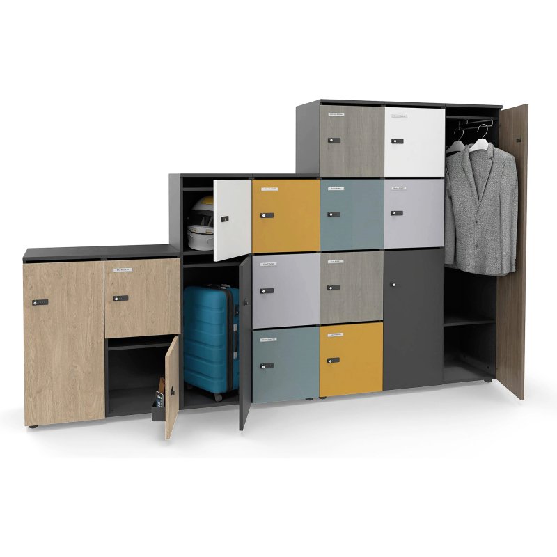 Casier de rangement de bureau Flexycaz 8 cases -8 portes individuelles -2 x 4 cases L 80 x P 42 x H 173,5 cm + clé pass