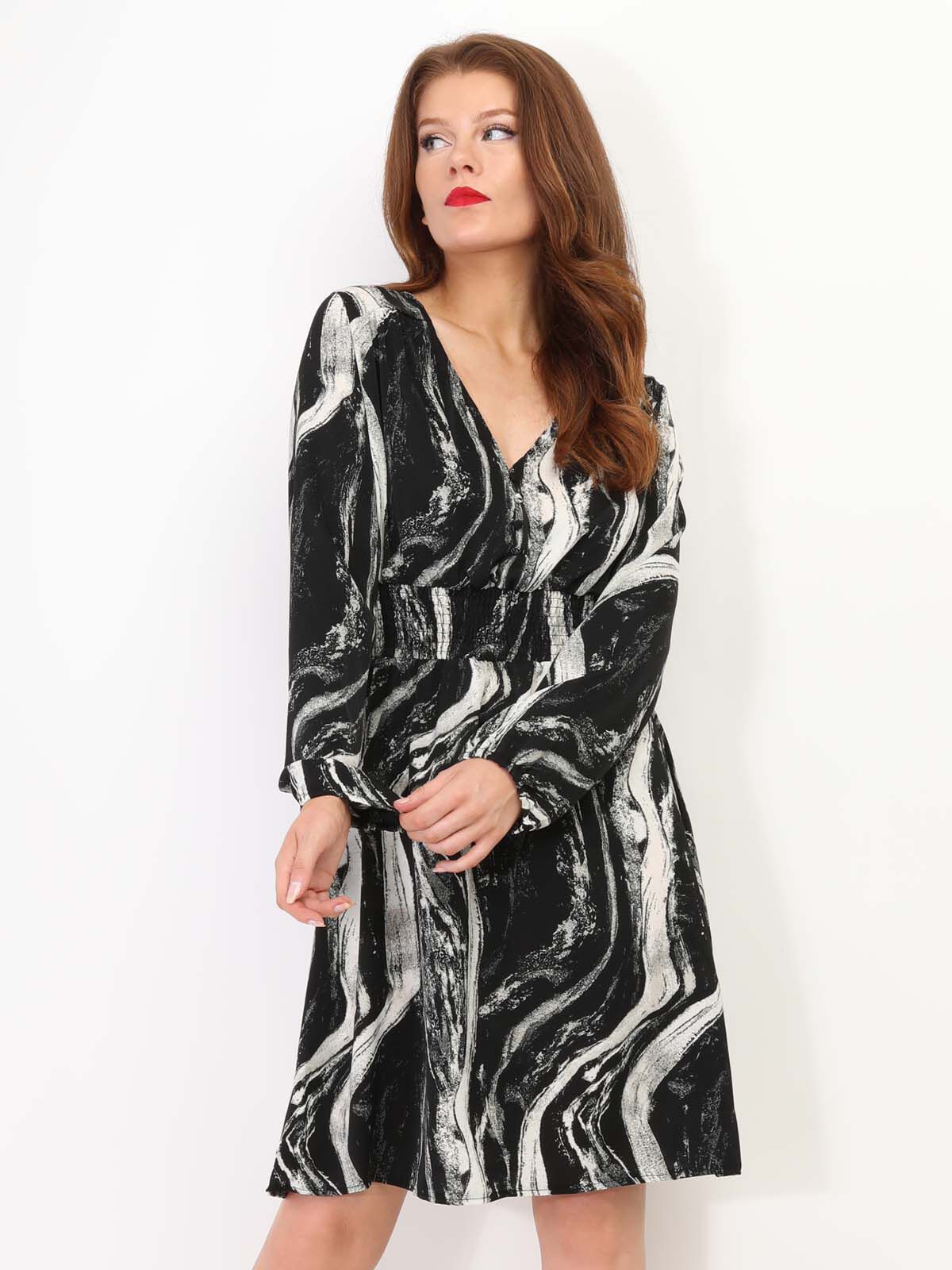 Robe évasée à motif mabré- Noir