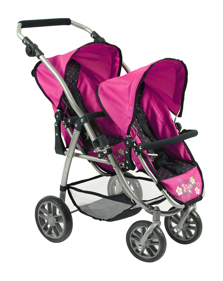 Zwillings-Puppenbuggy VARIO – DOTS NAVY/PINK