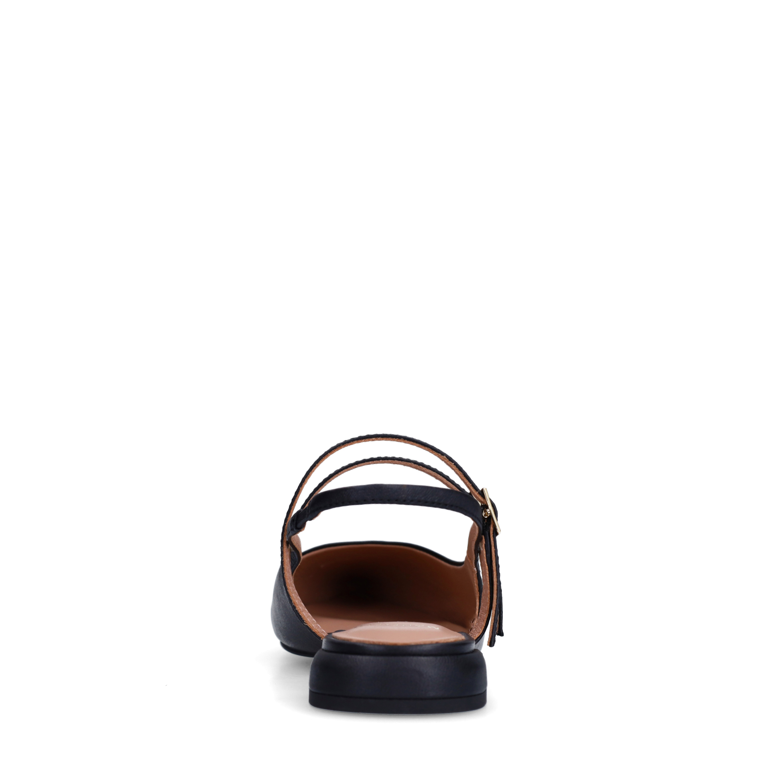 Zwarte leren slingbacks met dubbele bandjes