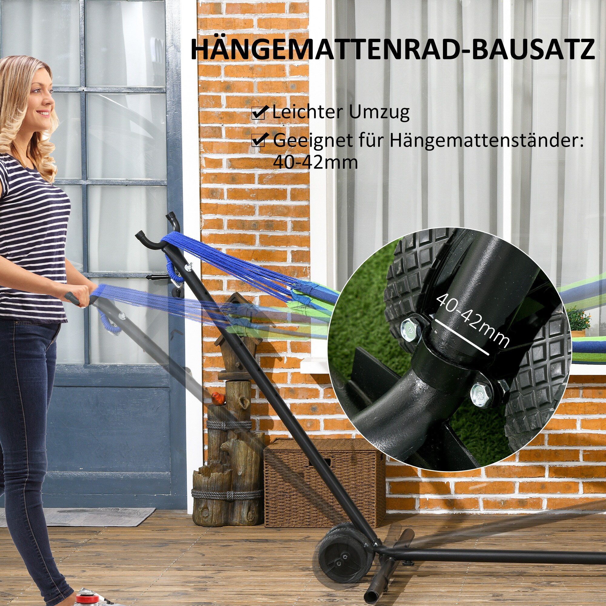 Outsunny Hängemattenrad-Kit mit tragbarem Design schwarz 20L x 18B x 18H cm