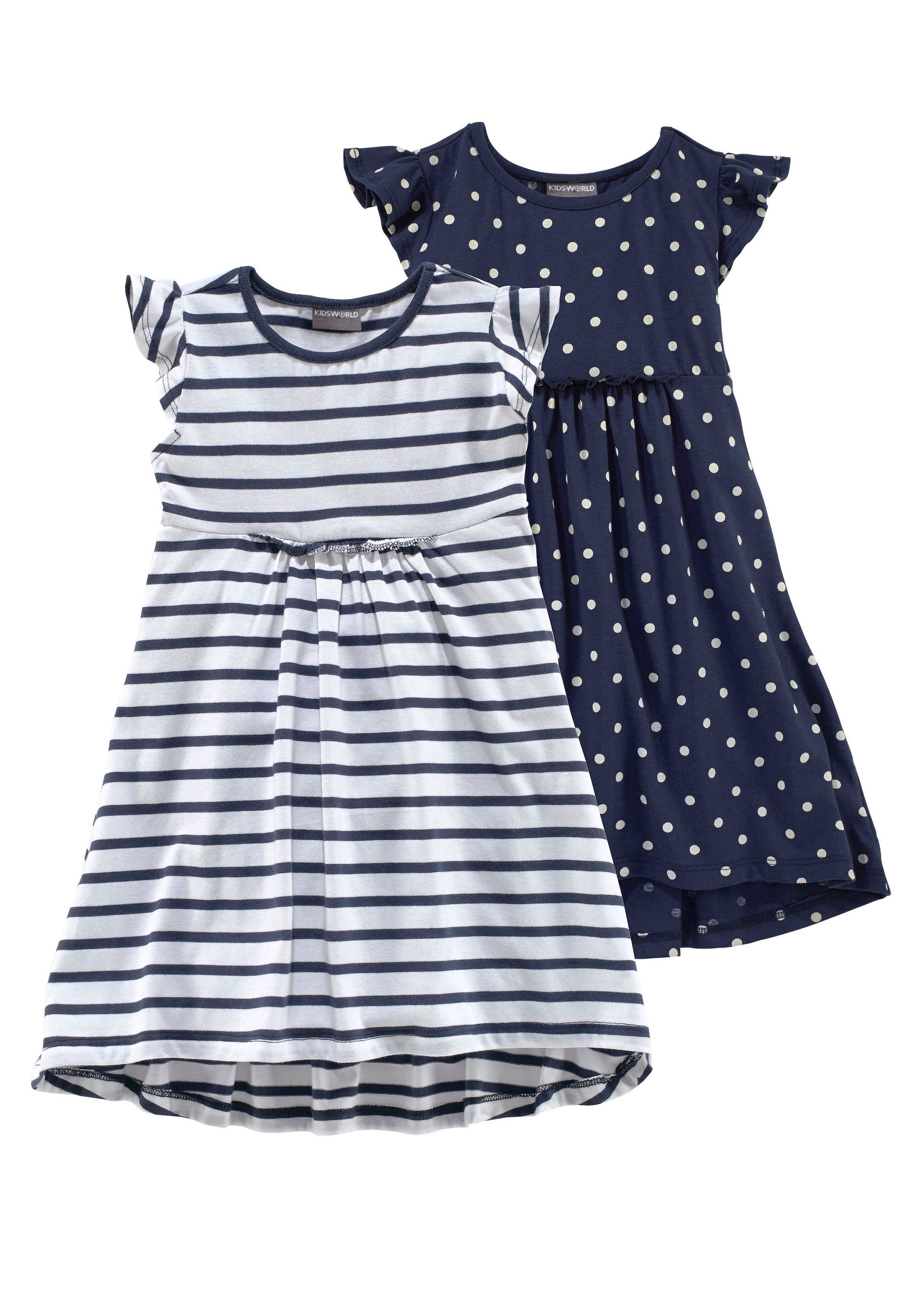 KIDSWORLD Jerseykleid »für kleine Mädchen« Packung, 2 Stk. tlg. kniefrei,  modischer Stil,  aus reiner Baumwolle,  breite Träger