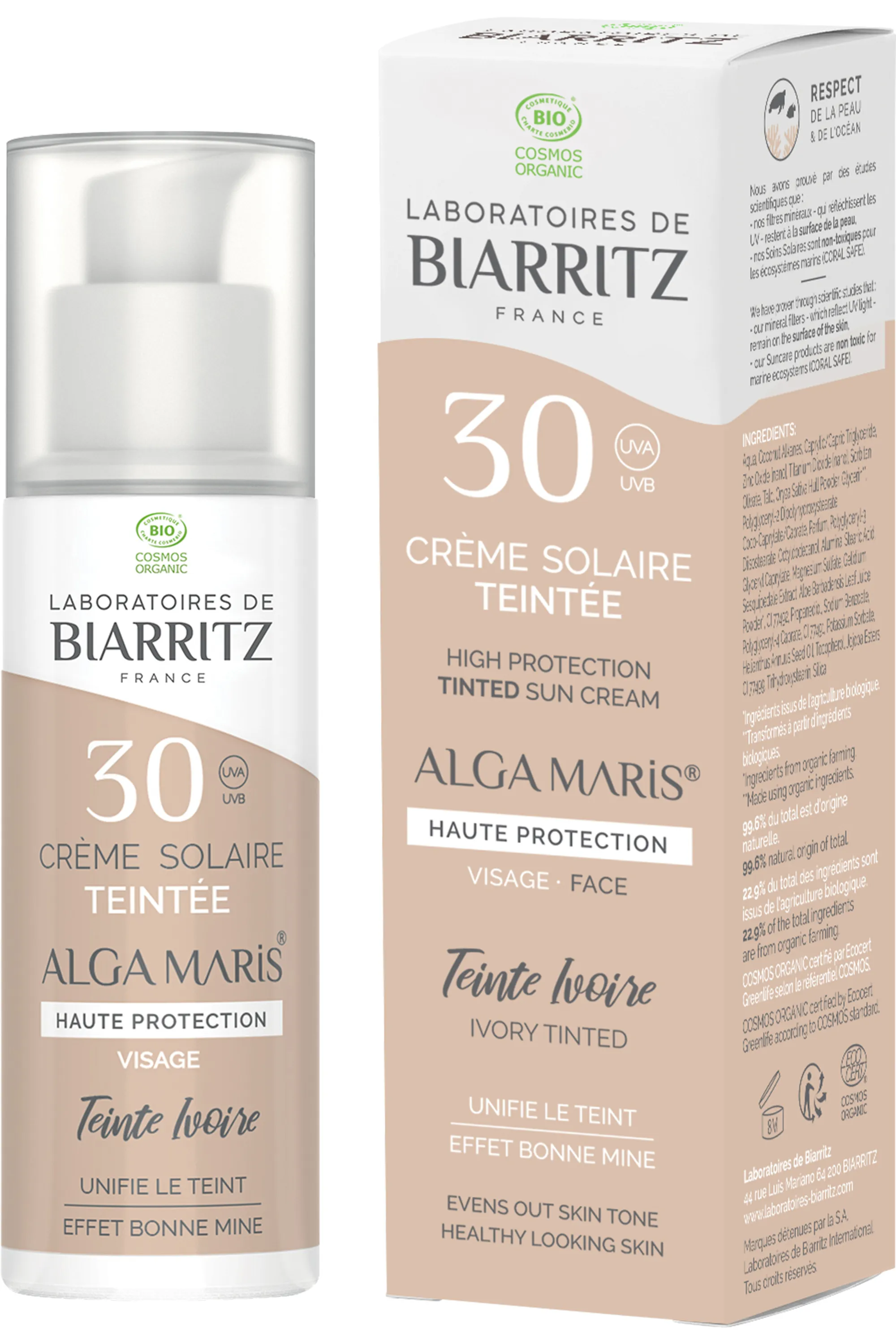 LABORATOIRES DE BIARRITZ Crème solaire visage teintée SPF30-50 ml