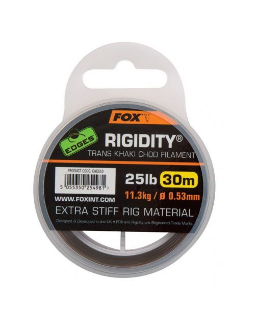 Fox Edges Rigidity Chod Filament X 30m Trans Khaki - Onderlijn- & leadermateriaal - 0.57 mm 30 lb