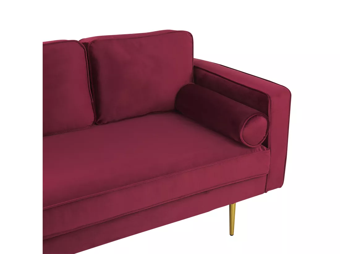 Chaise longue en velours rouge foncé côté droit MIRAMAS