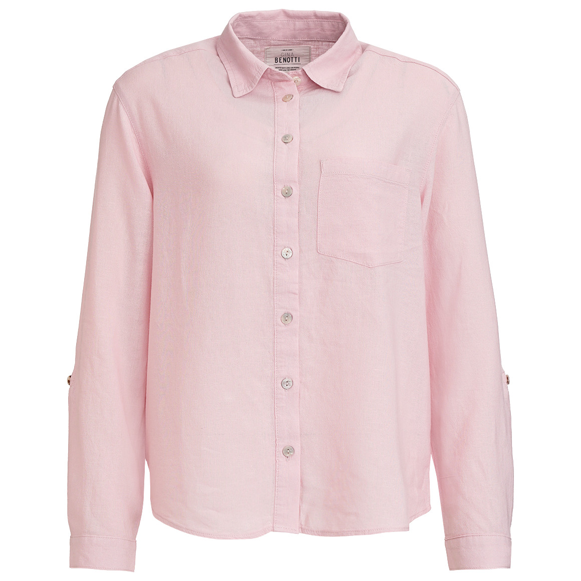 Gina Benotti Damen Leinen-Bluse mit Brusttasche rosa