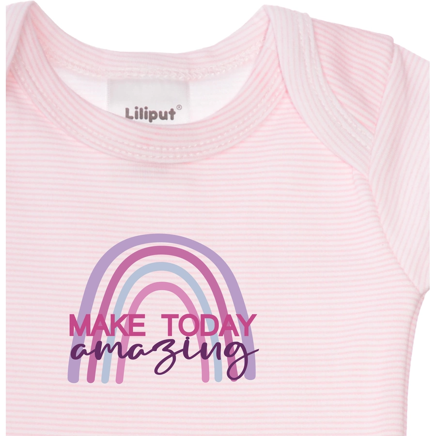 Liliput Baby-Body Make today amazing rosa gestreift grau-melange
